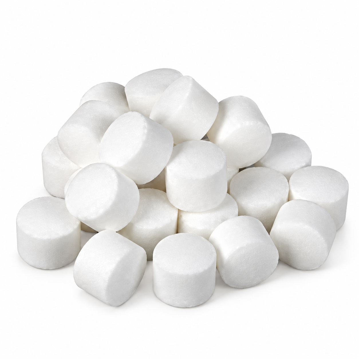 Pile of White Cylindrical Tablets
